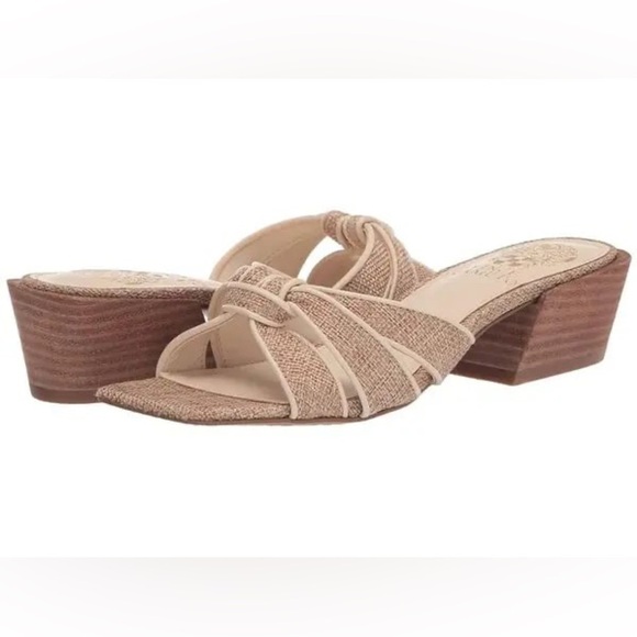 Vince Camuto Knotted Canvas Mules Selarin Sandals slip on block heel NEW - Picture 1 of 10